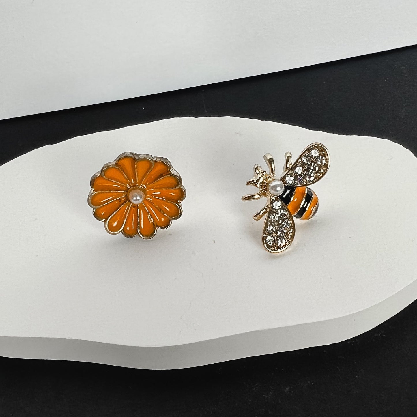 Bumble Bee and Flower Earrings