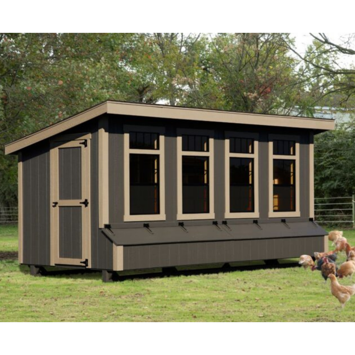 Custom Amish-Built 7'x16' Lean-To Chicken Coop