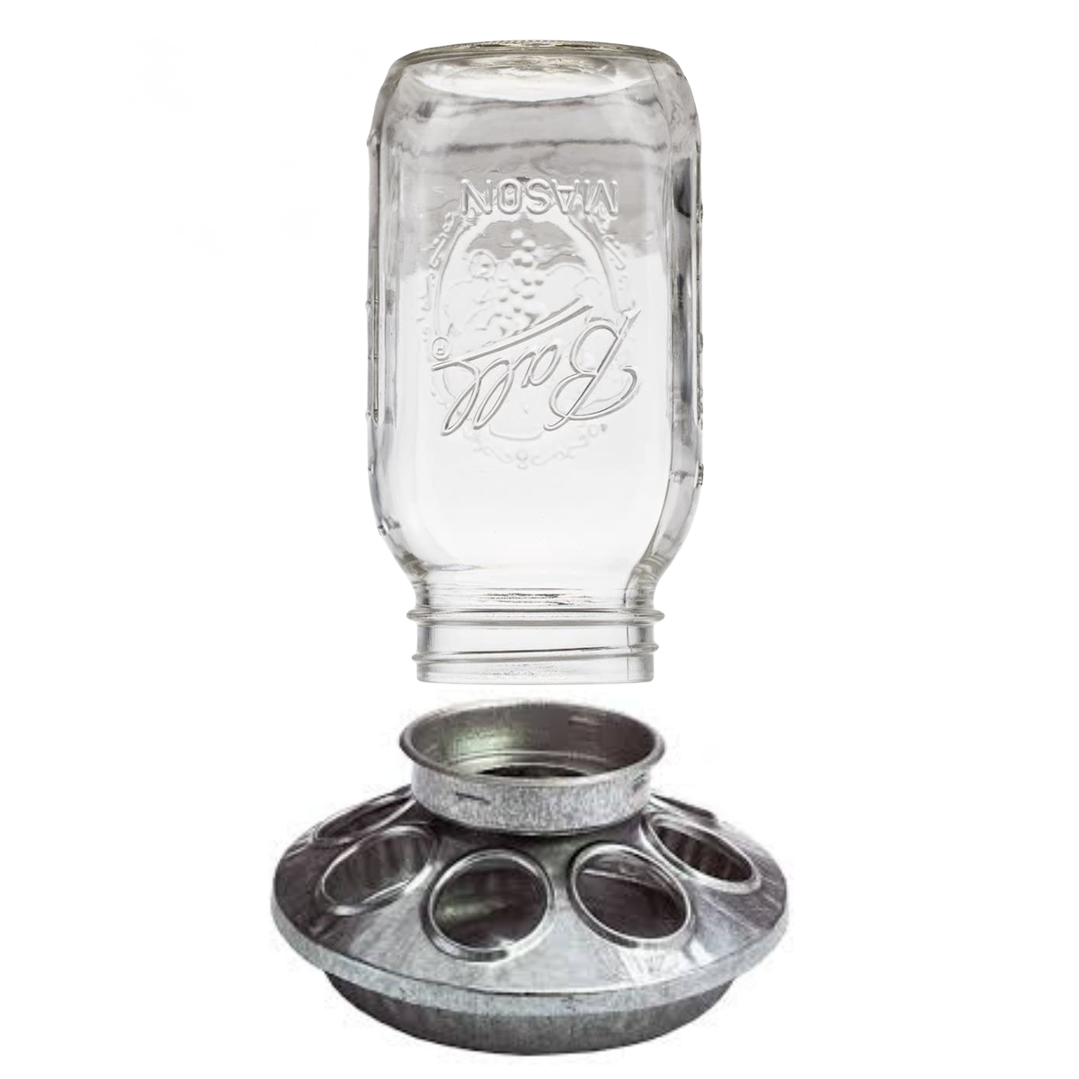 Chick Feeder w/ Glass Jar & Galvanized Base