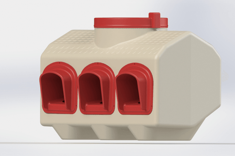 OverEZ Poultry Feeder, 3 ports, 50 lbs