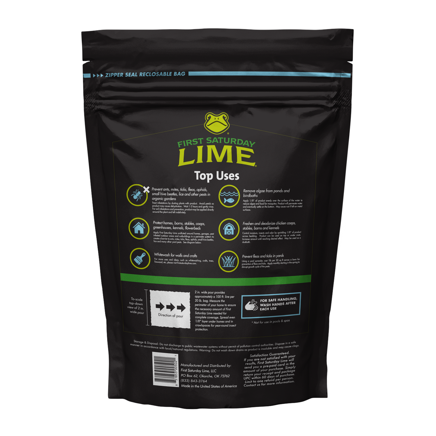 Bundle: 2 First Saturday Lime 20lb Bags and 1 10ml Eco-Friendly Insect Repellent Spray