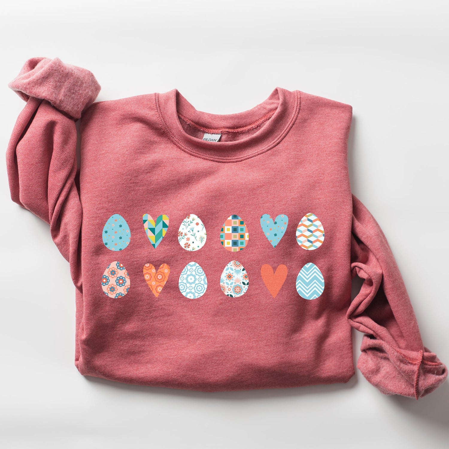 Hearts and Eggs, Colorful Easter Sweatshirt