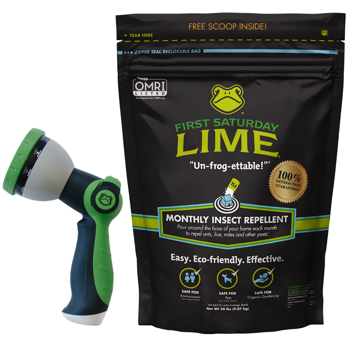 First Saturday Lime 20lb Bag and Heavy Duty Garden Nozzle Bundle