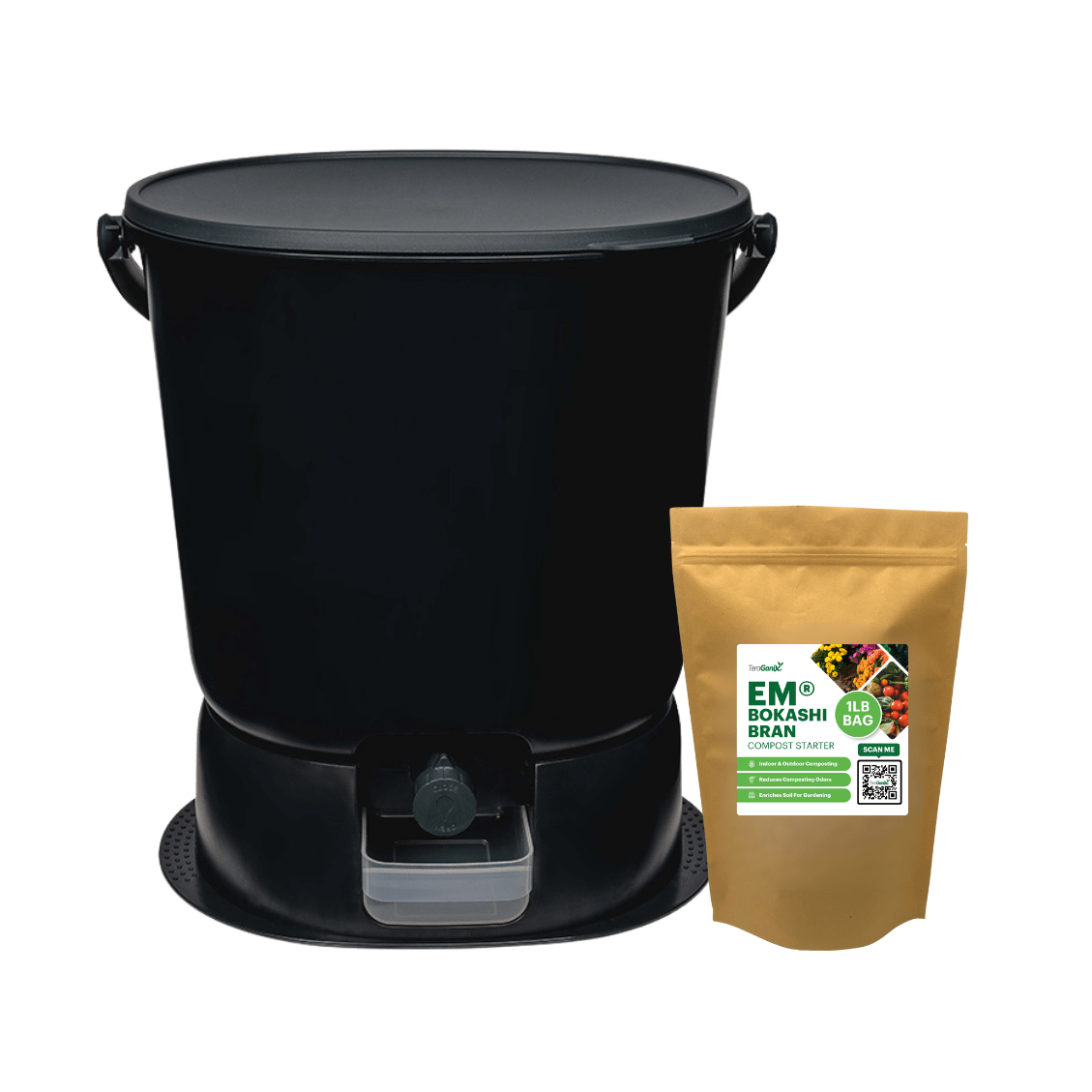 TeraGanix Essential Bokashi Compost Bin Starter Kit, 4.4 gal