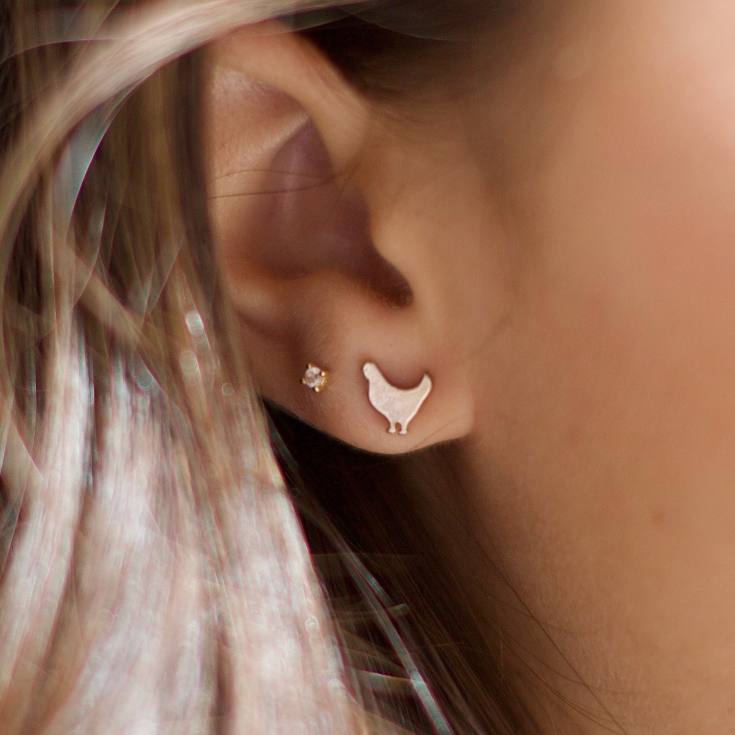 Sterling Silver Chicken Earrings
