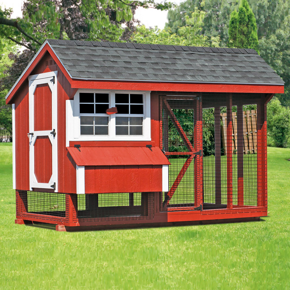 Custom Amish-Built All-In-One 6'x10' Chicken Coop Plus Run (up to 15 chickens)