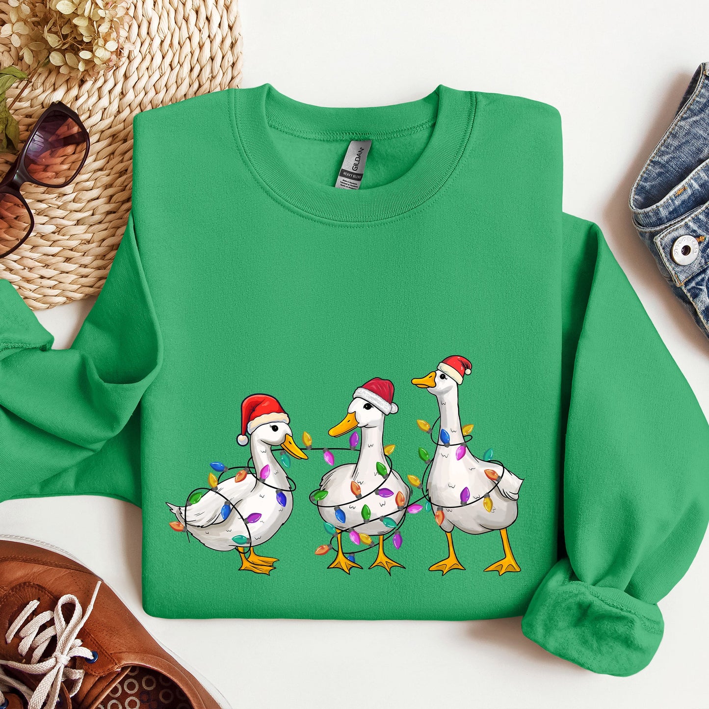 Adorable Christmas Ducks, Santa, Farmlife Sweatshirt
