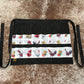 Black Denim Egg Apron with Chicken Print Pockets - 14 Pockets Hand Sewn!