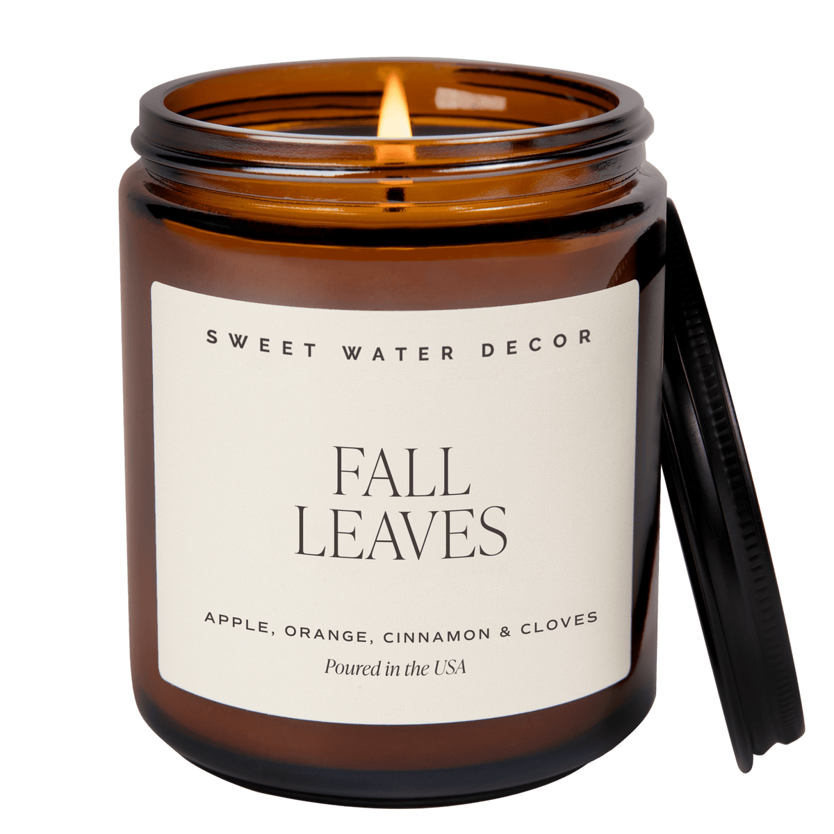 Fall Leaves soy candle in 9 oz amber glass jar