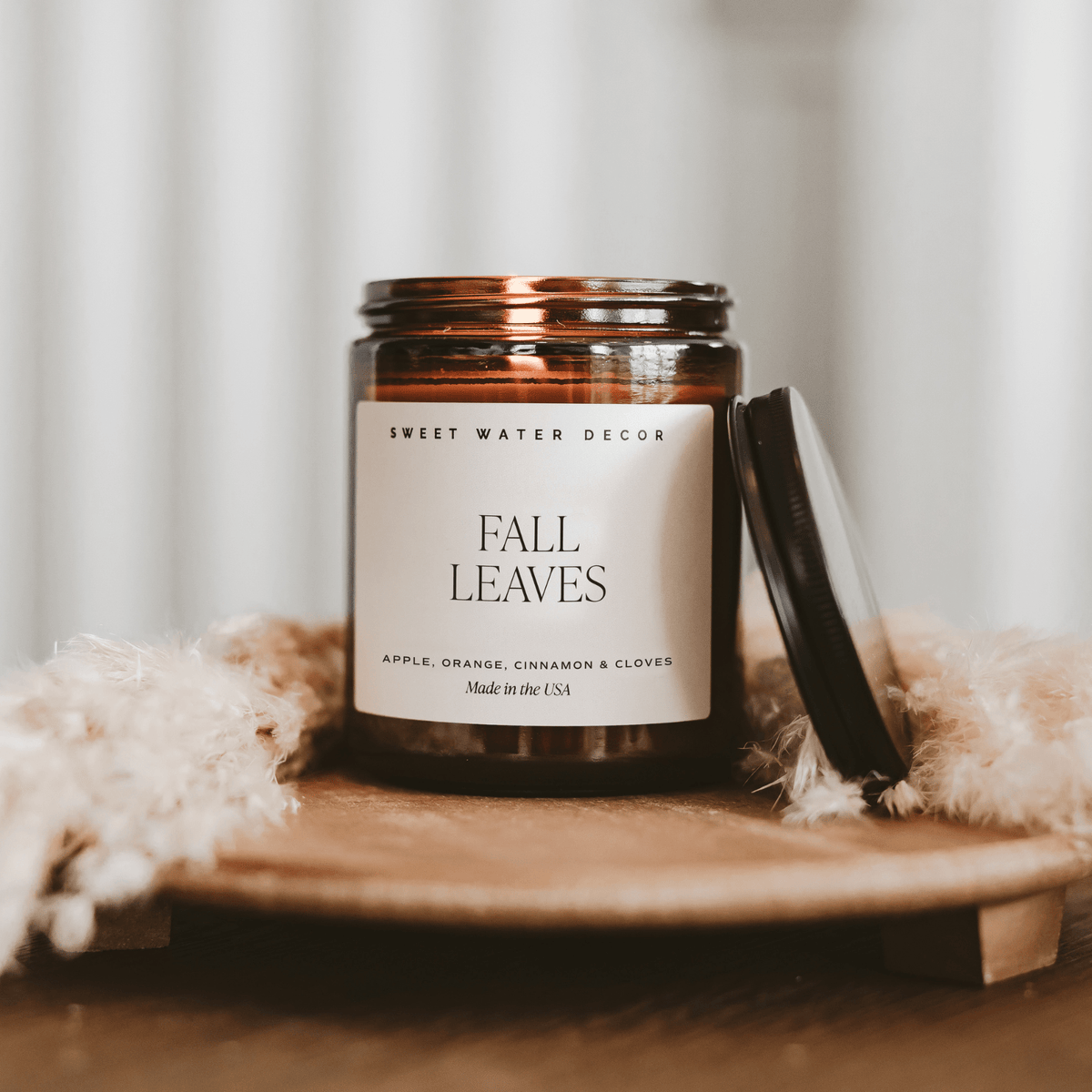 Fall Leaves soy candle in 9 oz amber glass jar