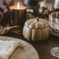 Pumpkin Spice soy candle in faux-wood ceramic pumpkin jar