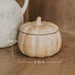 Pumpkin Spice soy candle in faux-wood ceramic pumpkin jar