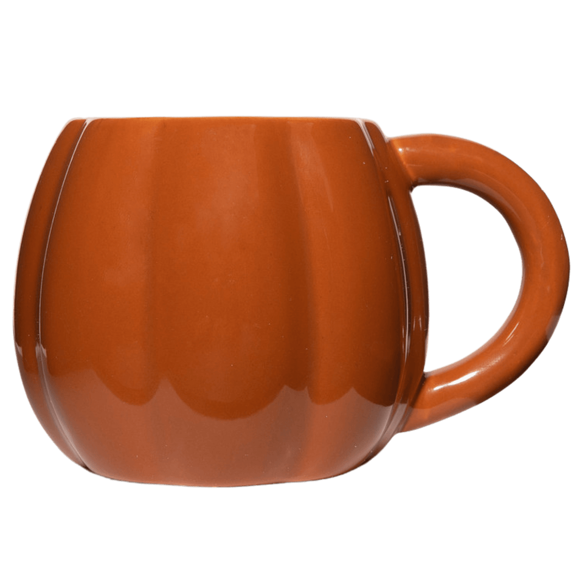 Orange pumpkin-shaped 19 oz ceramic coffee mug