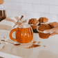 Orange pumpkin-shaped 19 oz ceramic coffee mug