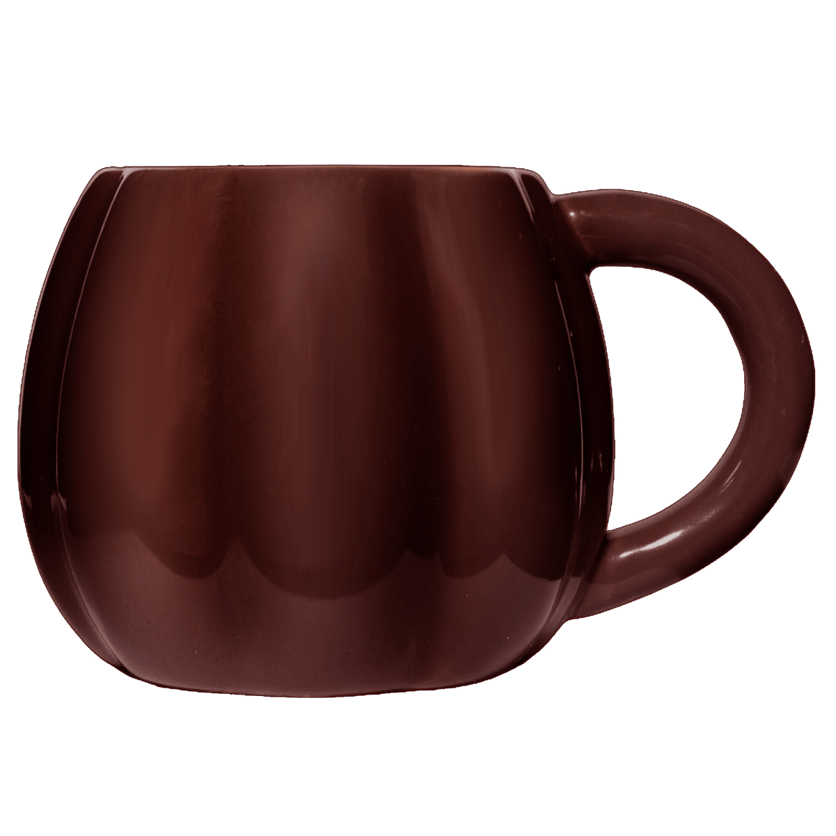 Brown pumpkin-shaped 19 oz ceramic coffee mug