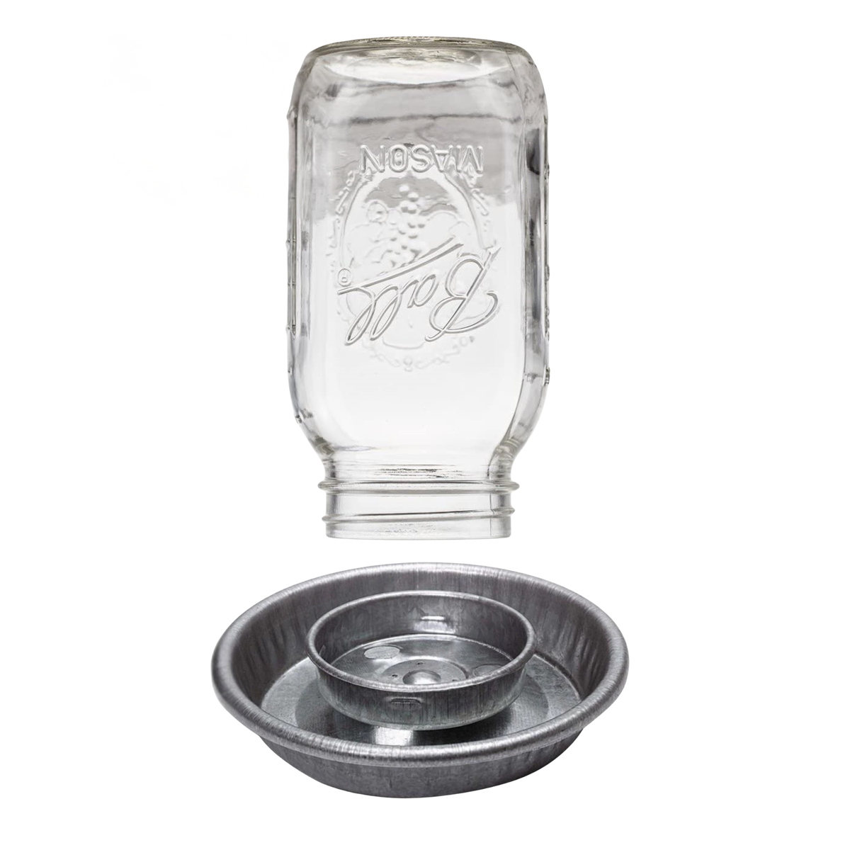 Chick Waterer w/ Glass Jar & Galvanized Base