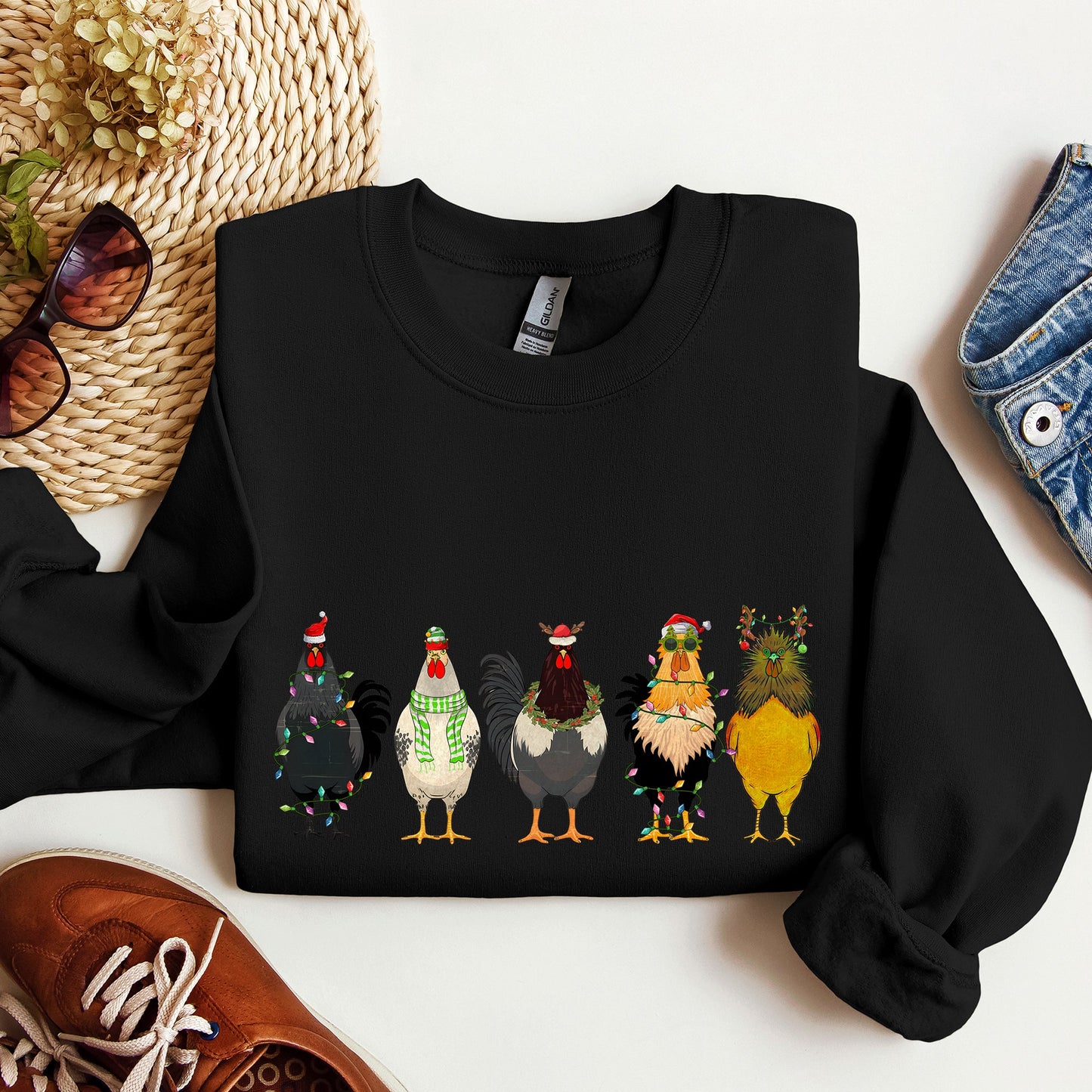 Christmas Chickens, Chicken Lovers, Santa, Farm Life Sweatshirt