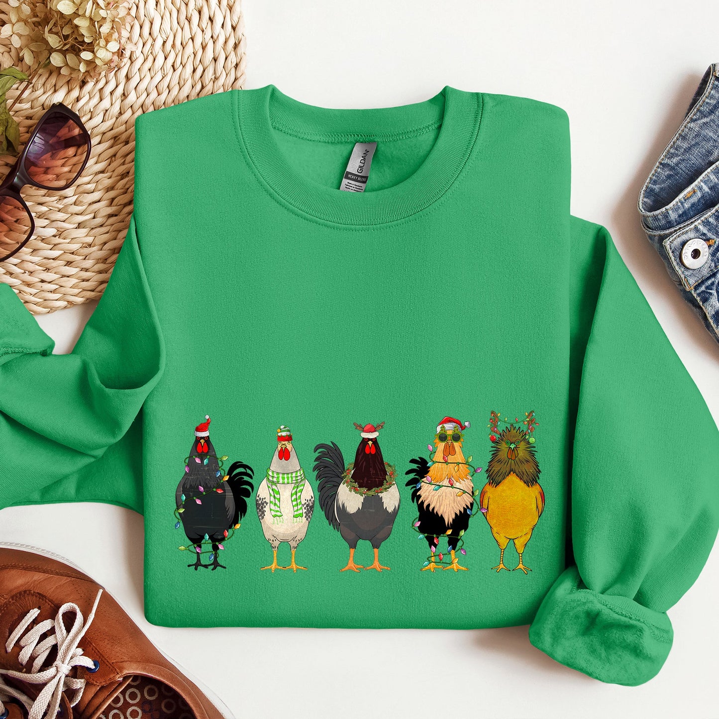 Christmas Chickens, Chicken Lovers, Santa, Farm Life Sweatshirt