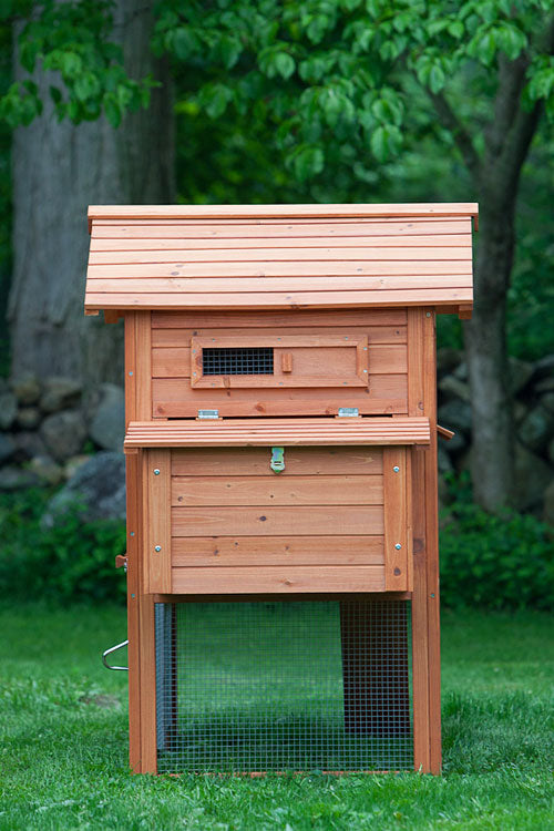 Side view with a nesting box of the Clubhouse Chicken Coop