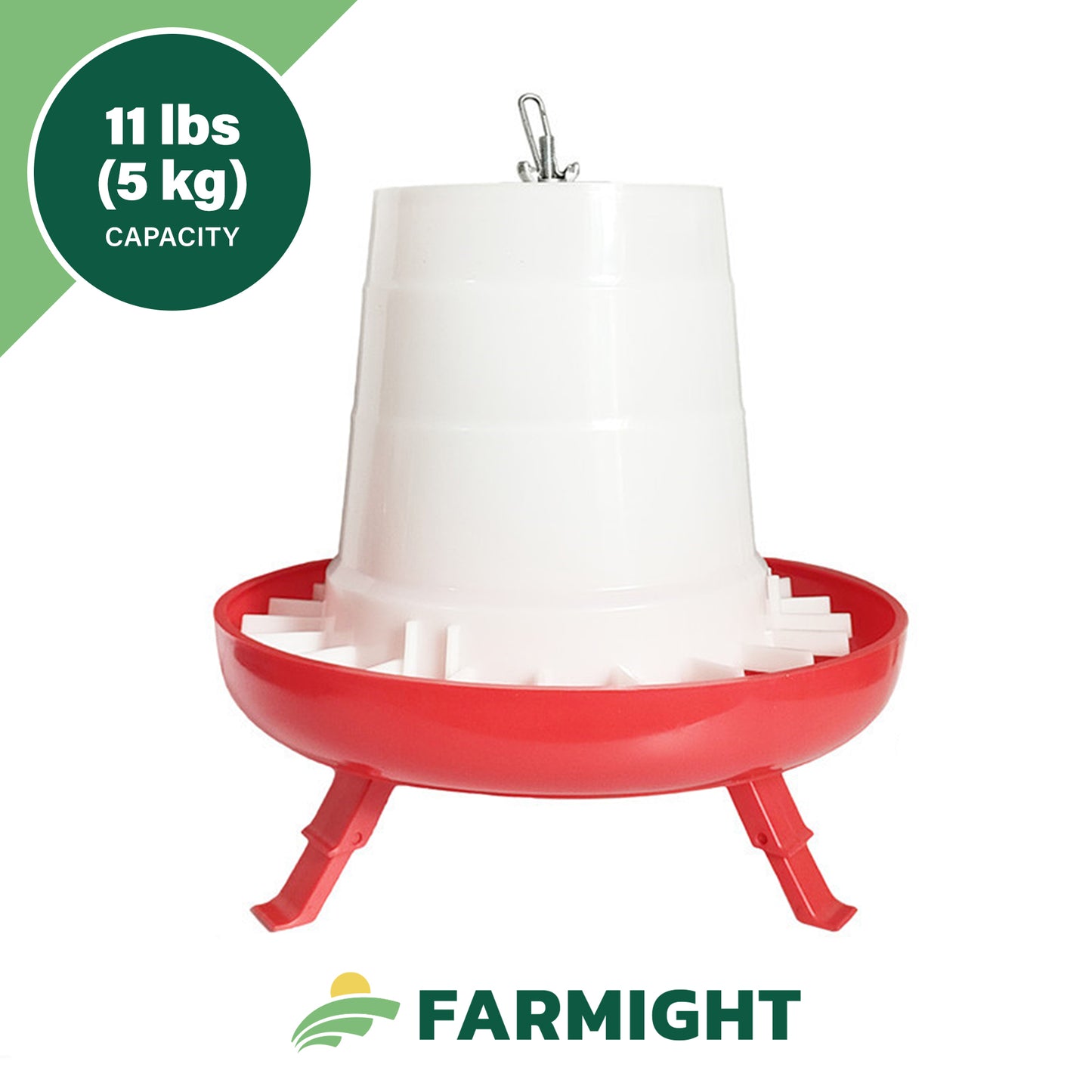The open-top design on the Farmight Open Top Hanging Feeder allows for fast and easy filling, saving you time and effort.