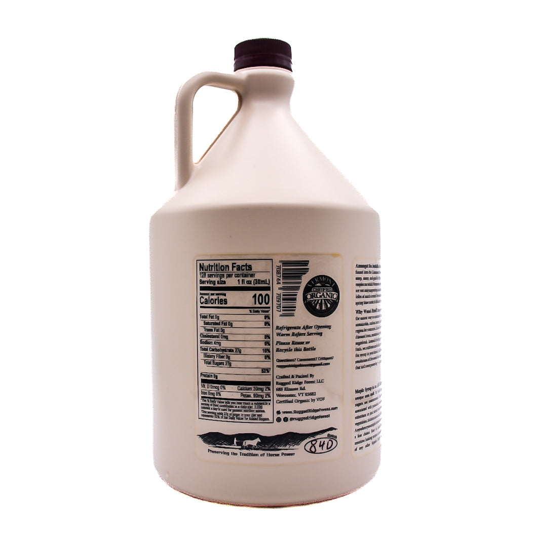 Gallon of wood-fired organic Vermont maple syrup
