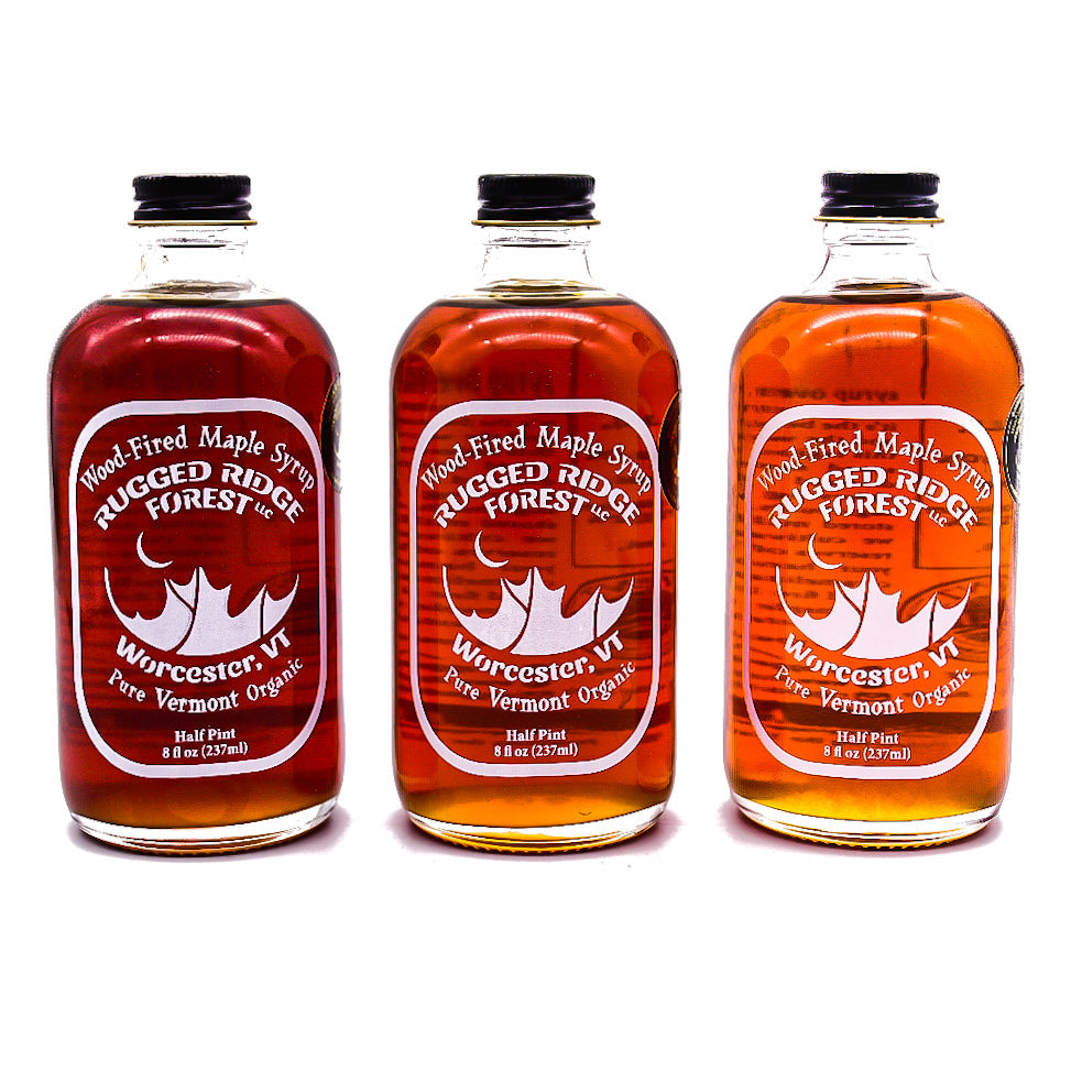 Wood-fired maple syrup half pint grade sampler