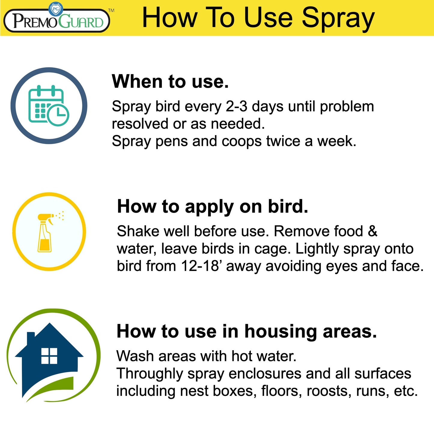 Premo Guard Poultry Spray is easy to use.