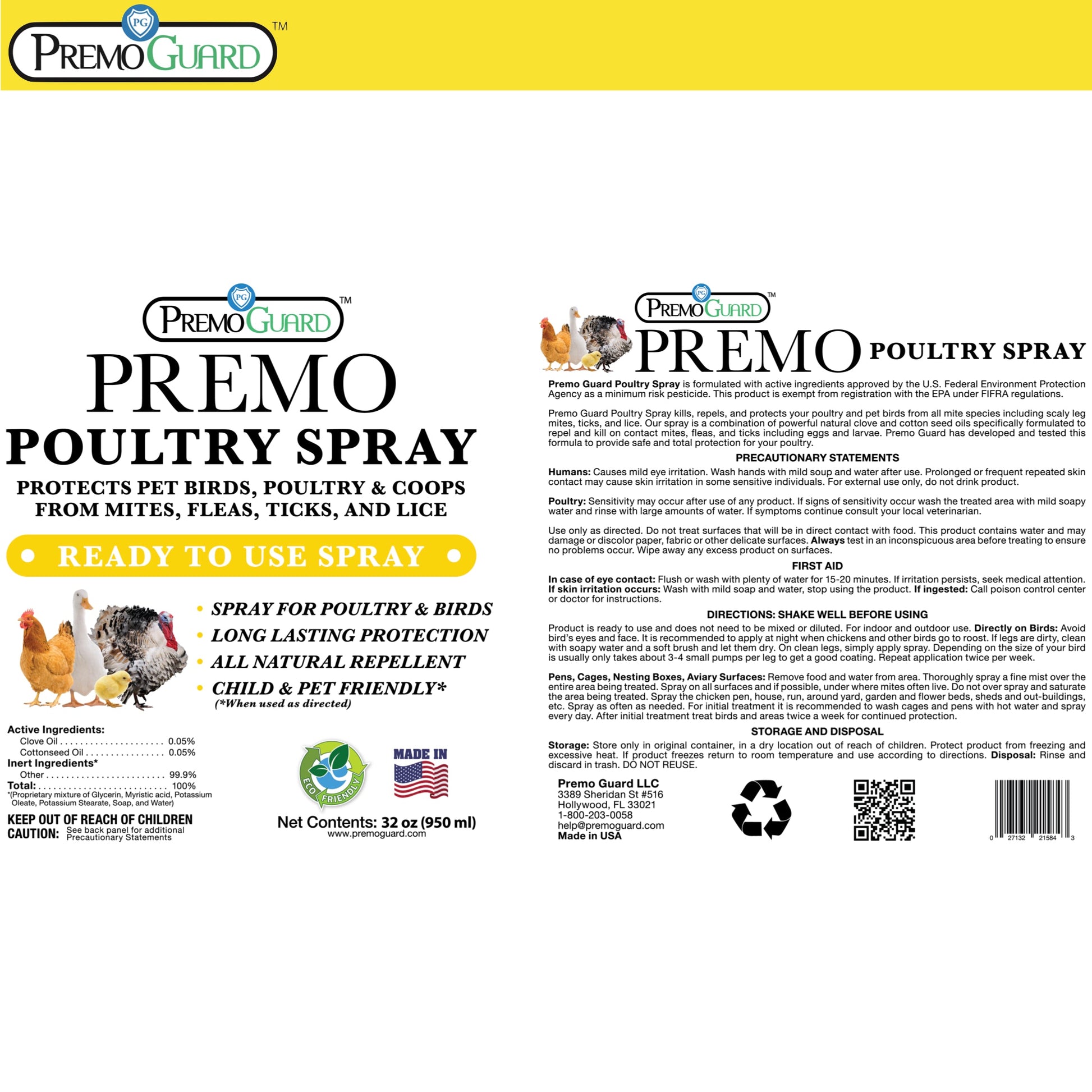 spray to keep chickens out of garden Poultry Spray 32 oz - All Natural Non Toxic - Premo Guard