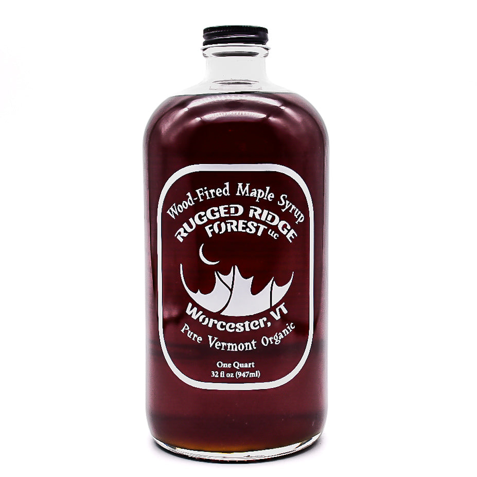 Quart of wood-fired organic Vermont maple syrup