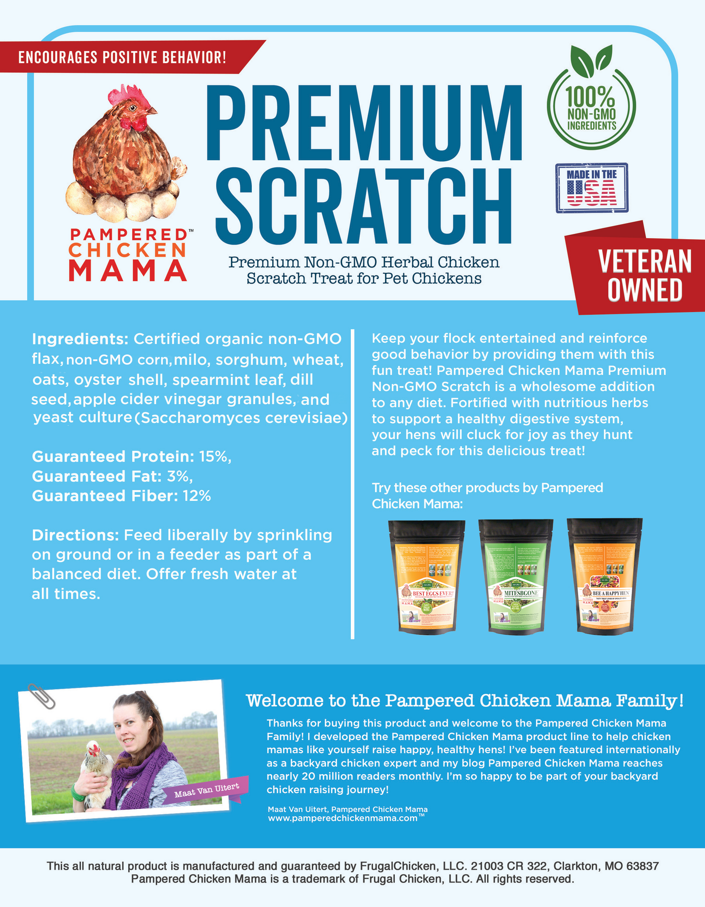 Non-GMO Premium Chicken Scratch With Herbs To Encourage Positive Behaviors