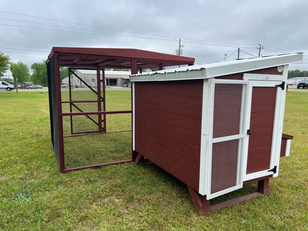 Timber Chicken Run OverEZ Wooden 8 Ft. Chicken Run (8’W X 8’L X 6’3”H) - Red - My Pet Chicken