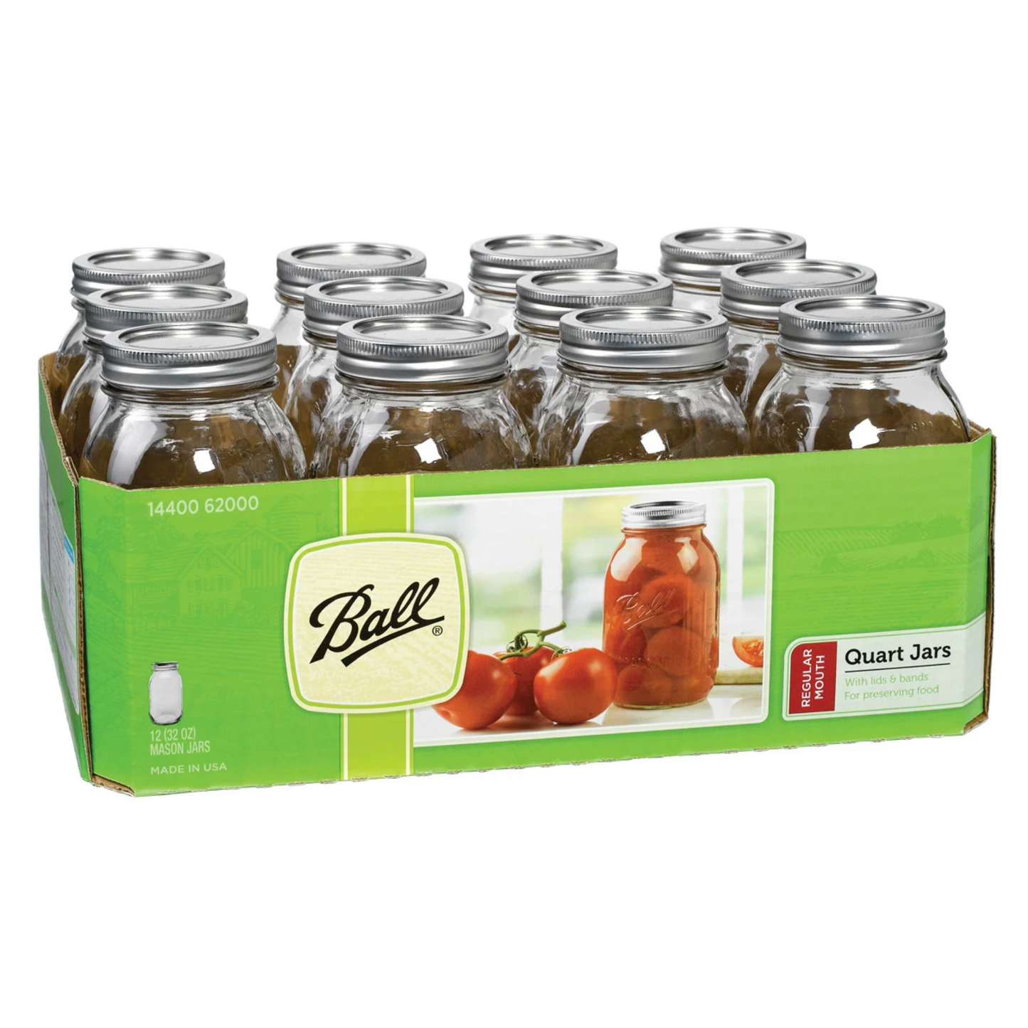 Ball Glass Mason Jar for Chick Waterer/Feeder, 1 Quart, Regular Mouth