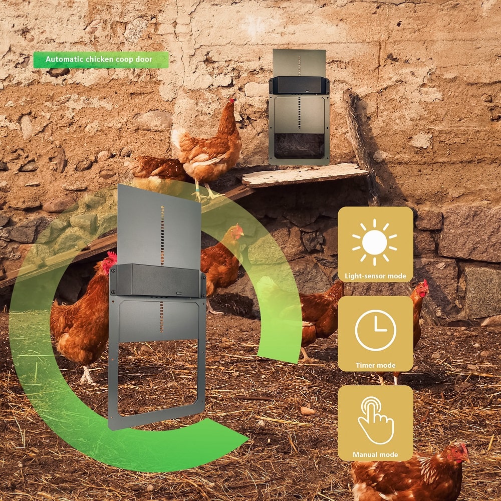 Farmight Automatic Chicken Coop Door, Aluminum
