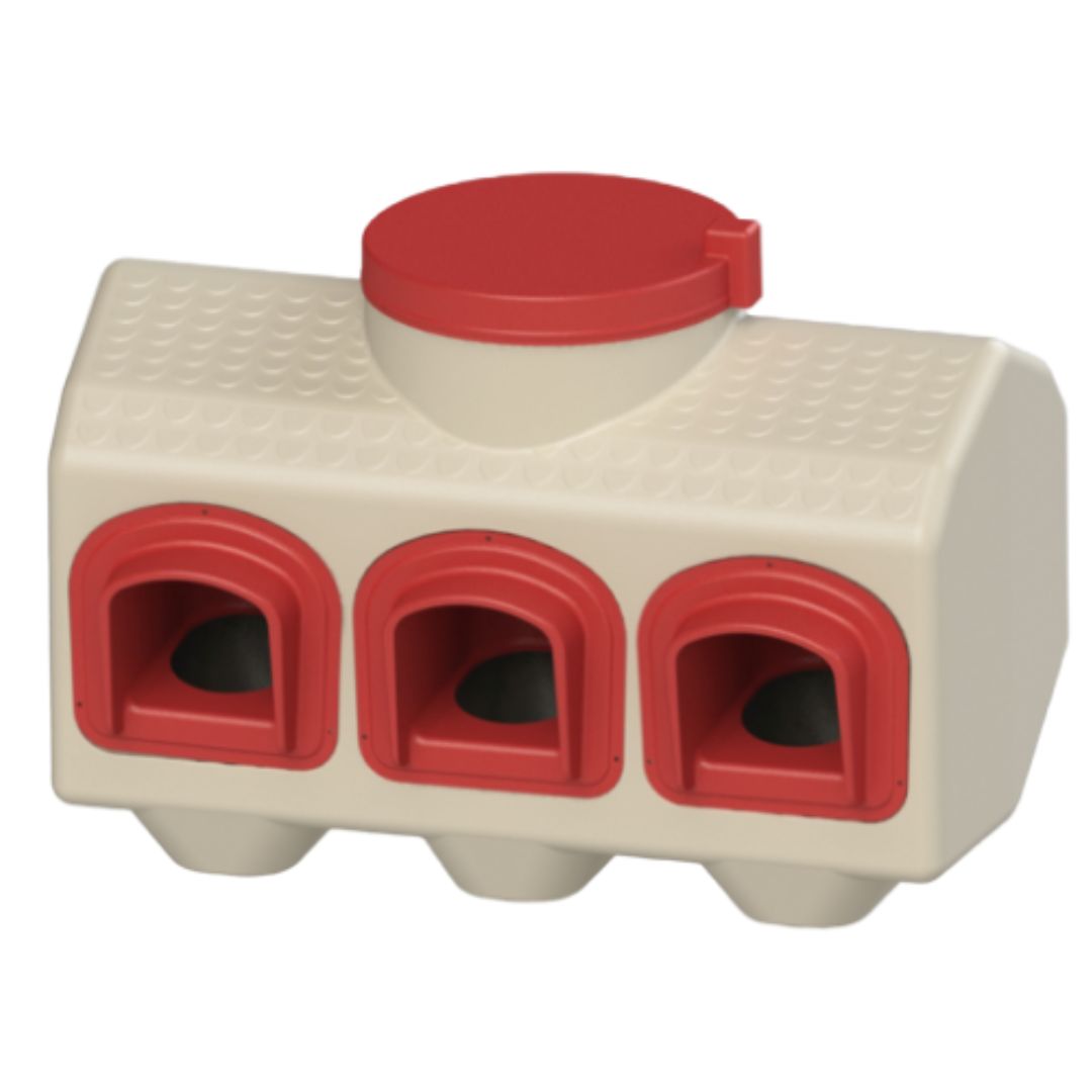 OverEZ Poultry Feeder, 3 ports, 50 lbs