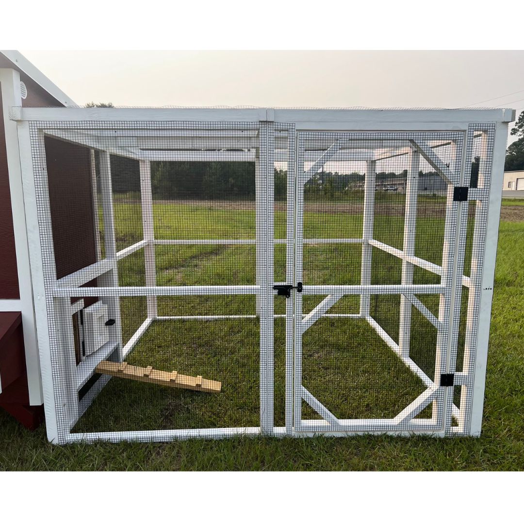 Timber Chicken Run OverEZ Wooden 8 Ft. Chicken Run (8’W X 8’L X 6’3”H) - Red - My Pet Chicken