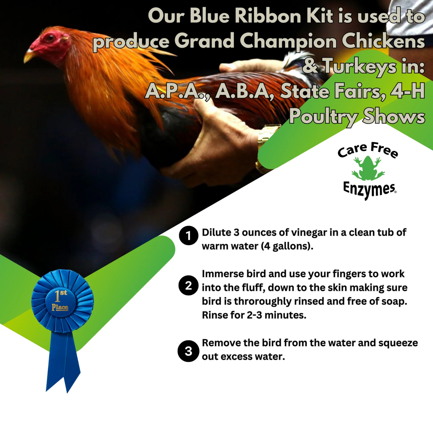 Show Chicken Grooming Set – Poultry Shampoo, Feather Rinse and Comb & Wattle Ointment