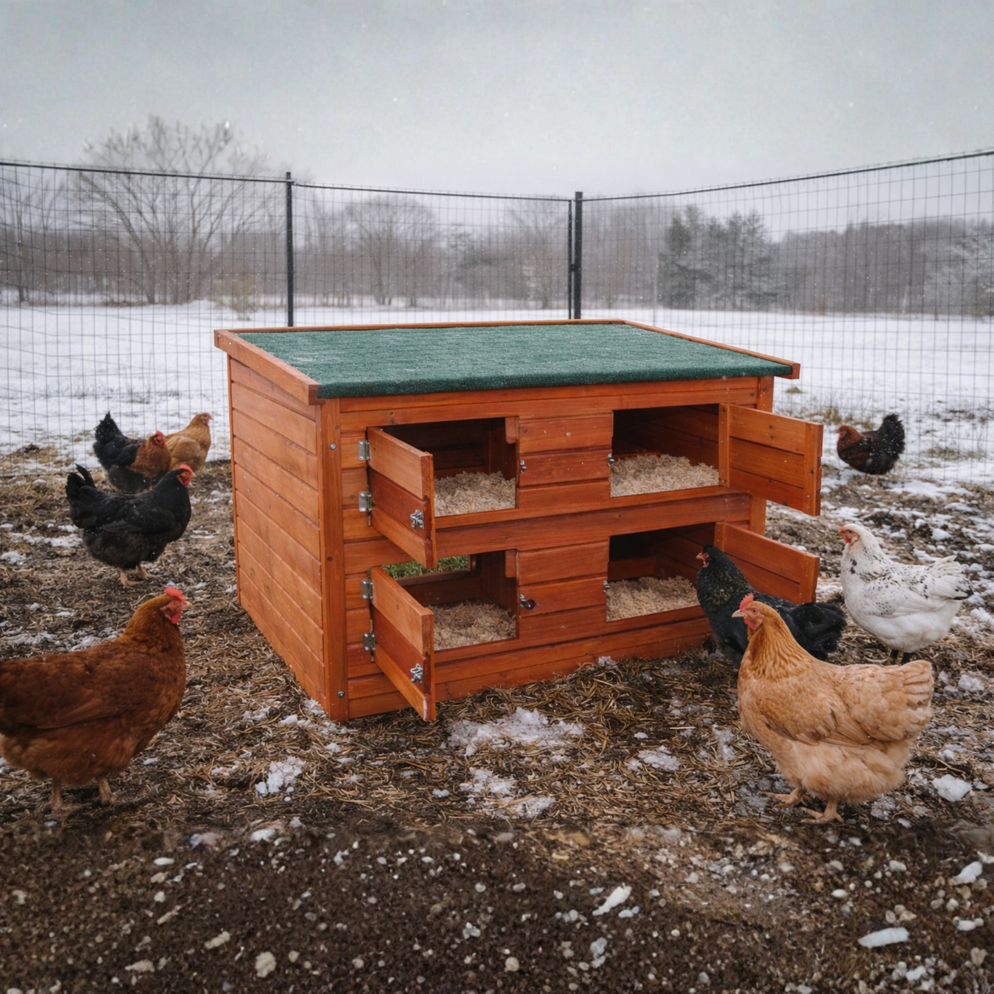 Rugged Ranch Wood Nesting Hutch (up to 4 chickens)