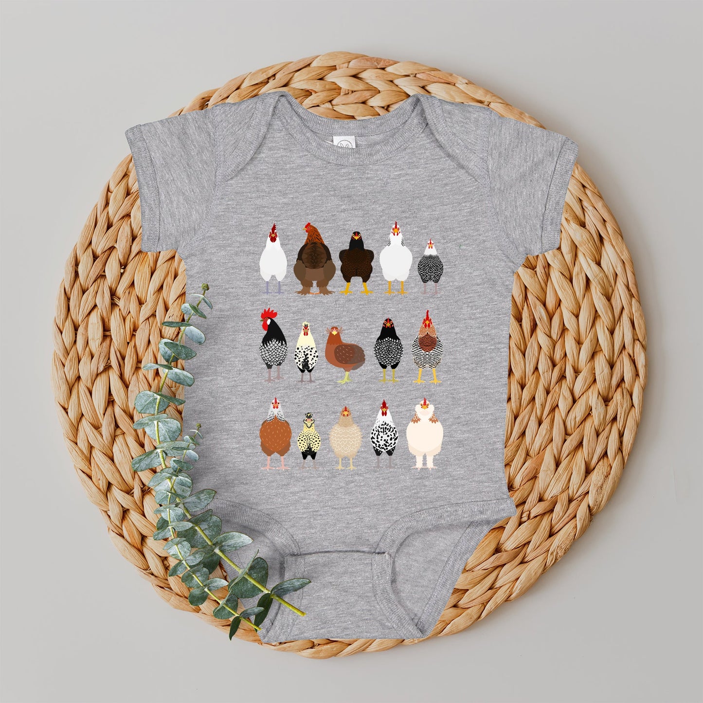 Chicken Lovers Kid's Tees, Farm Animal Infant Bodysuits, Illustration, Breeds, Youth Comfort Colors T-Shirt