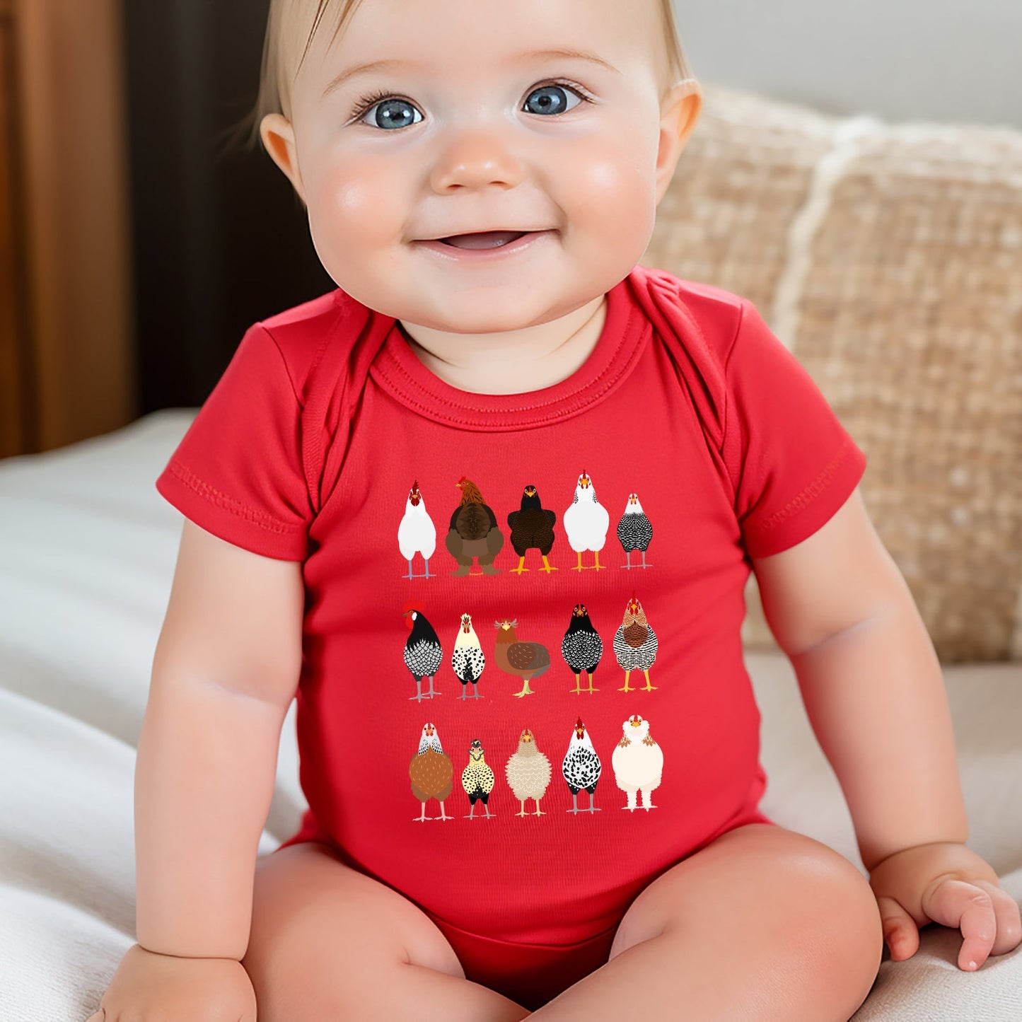 Chicken Lovers Kid's Tees, Farm Animal Infant Bodysuits, Illustration, Breeds, Youth Comfort Colors T-Shirt