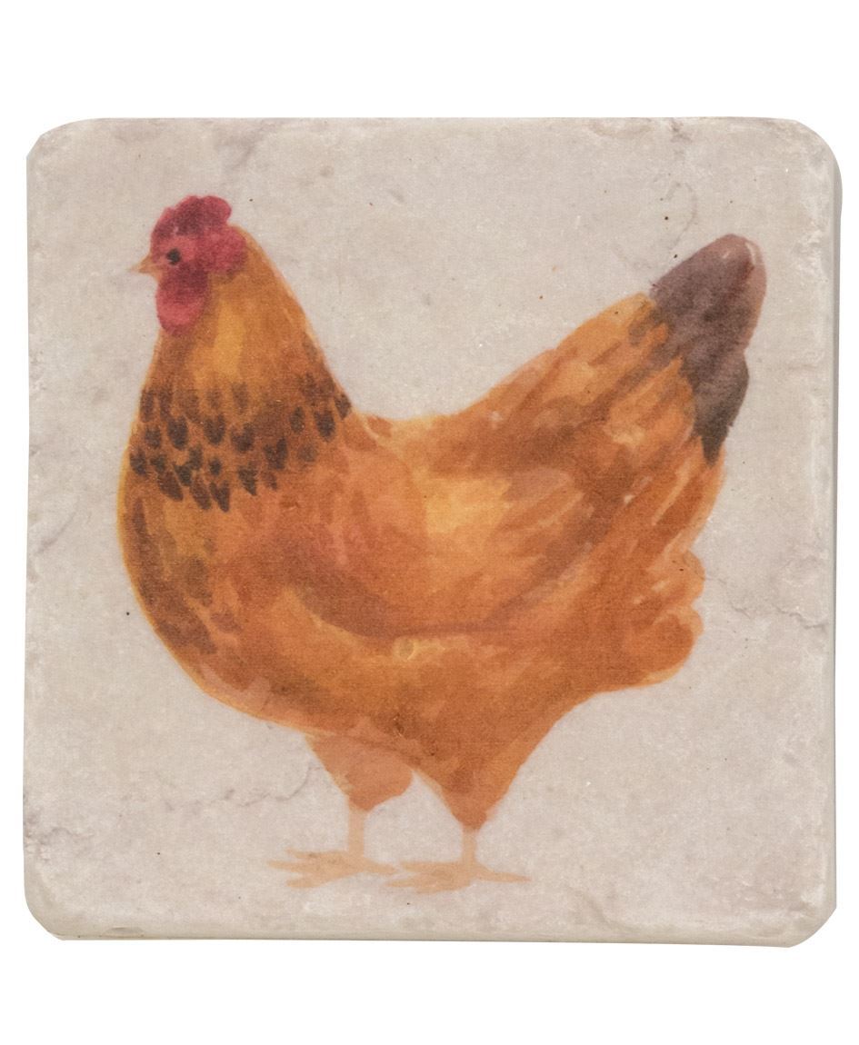Chicken Resin Coasters, Set of 4