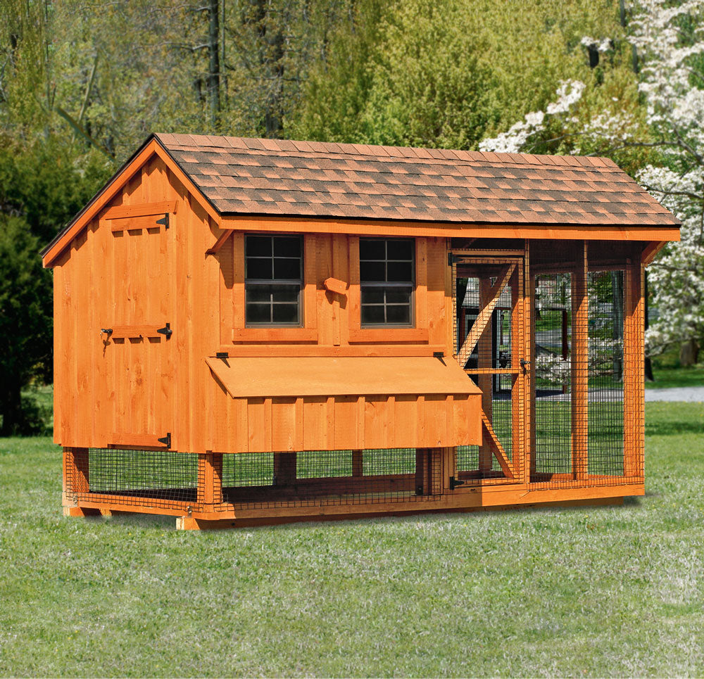 Custom Amish-Built All-In-One 6'x12' Chicken Coop Plus Run (up to 20 chickens)