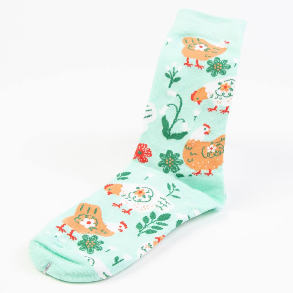 Chicken Pattern Socks Women's Chicken Socks, Garden Hen Design, Women's Size 6-10 - My Pet ...